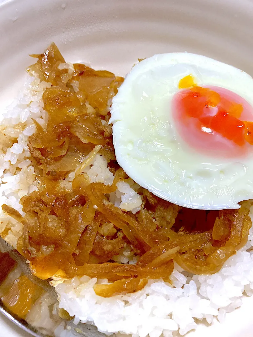 ほうれん草のスープ、牛丼の温玉のせ|Ayaさん