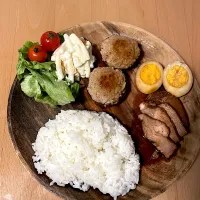 チャーシュー煮卵　椎茸肉詰め　マカロニサラダ|そのみさん