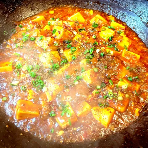 「四川豆板醤」を使ってみたSnapdishの料理・レシピ写真:YOUKIに恋するバレンタイン❤
🌏『世界の食卓探検隊』🇨🇳中国料理
【四川麻婆豆腐】＆杏仁豆腐