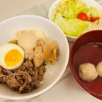 【何にも家にない時は少ないお肉たちをかき集める！】牛鶏丼|飛鳥さん