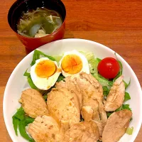 鳥チャーシュー丼　スープ|とゆあさん