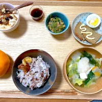 休日のゆっくり朝定食☀️