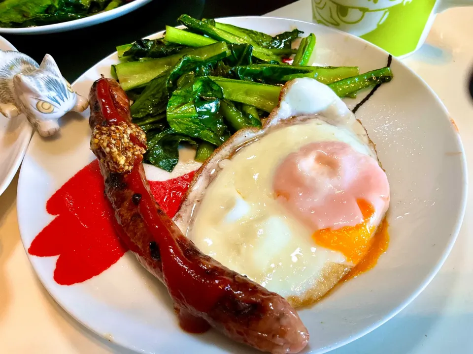 朝採り小松菜を胡麻油で炒めて朝ごはん|Takeshi  Nagakiさん