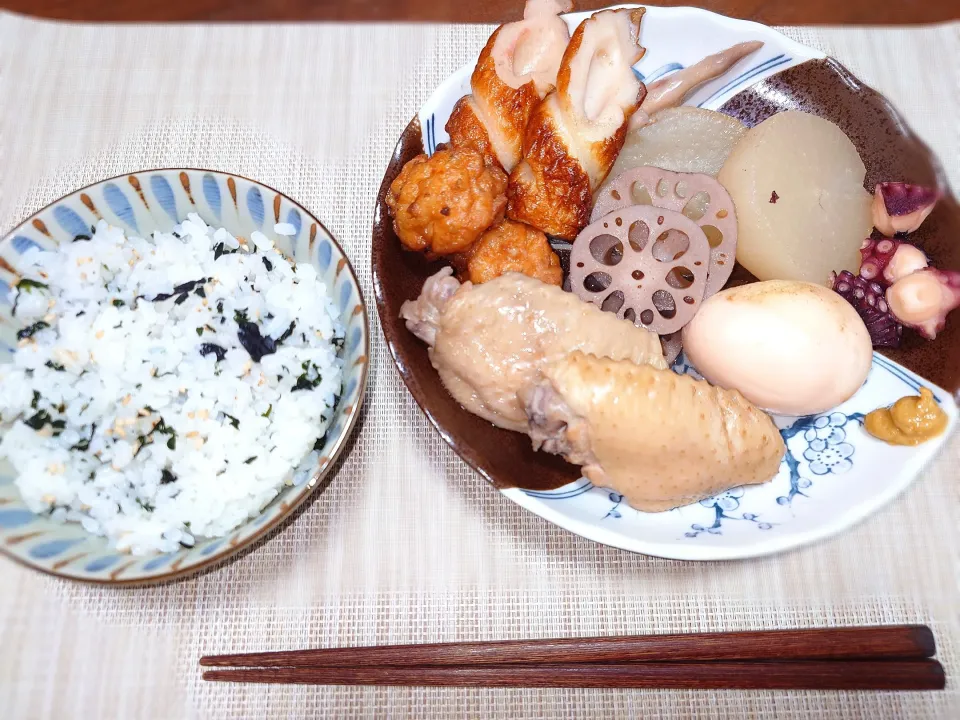 手羽先おでんとワカメごはん|mootsさん