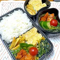 鶏唐揚げケチャップ煮弁当|アッキーさん