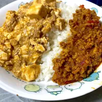 ダイエット自炊　麻婆豆腐キーマカレーあいがけ|TACOMAMAさん