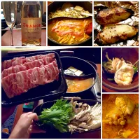 Today's dinner🍴2色鍋<和出汁&ﾋﾟﾘ辛ﾆﾝﾆｸde鮟鱇&豚しゃぶ>･銀鱈西京焼き|🌈Ami🍻さん