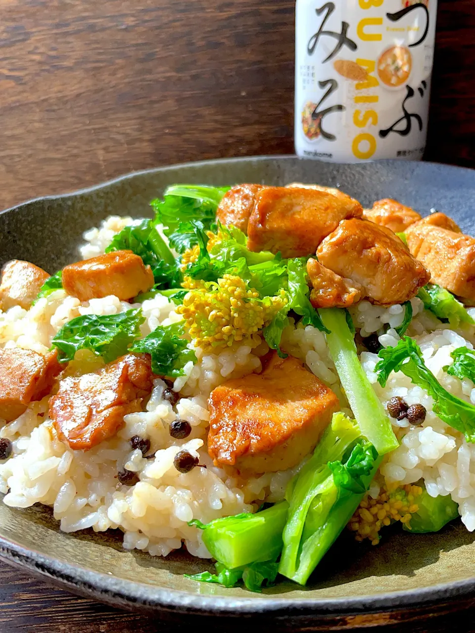 釣り魚🎣ビンチョウマグロのつぶみそ混ぜご飯with実山椒の醤油漬け&菜の花|9421beruさん