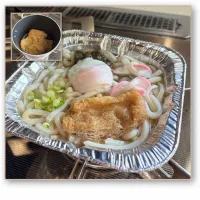 鍋焼きうどんに油揚げ|かっちゃん杉さん