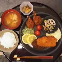 アジフライ&カニ爪フライの手作りタルタル定食|こりちゃんさん