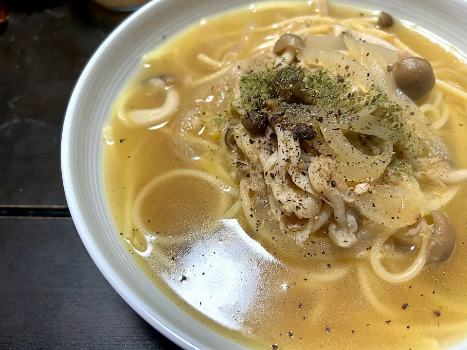 ツナときのこのスープパスタ|ハルさん