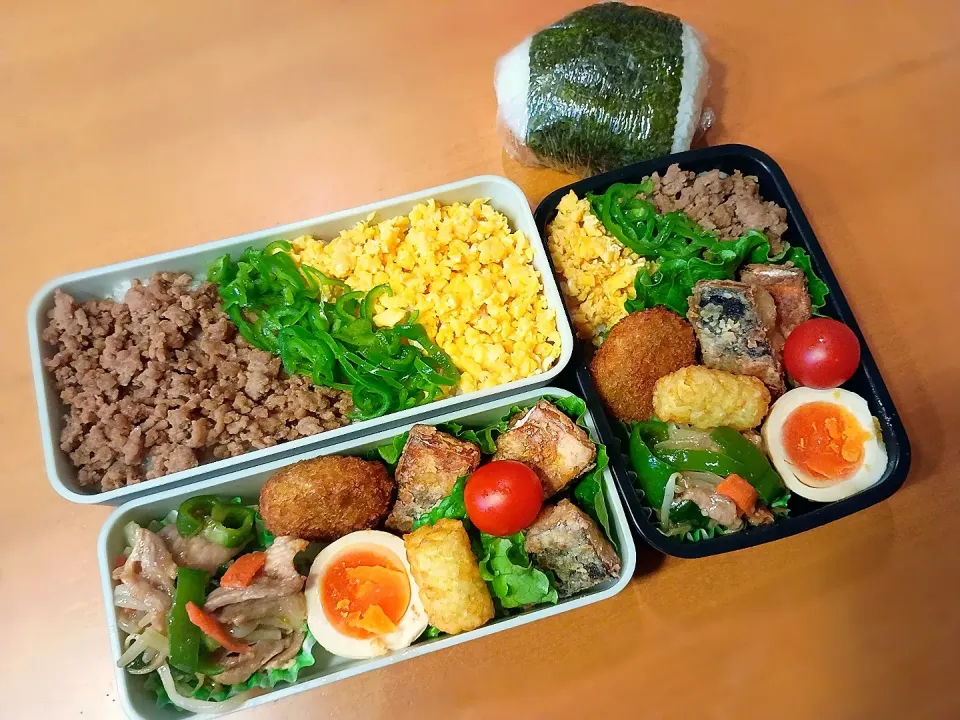 次男・私弁当&おにぎり|tamagomagomagoさん