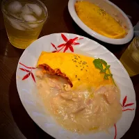 オムライス＆チキンクリームシチュー　冷茶|ch＊K*∀o(^^*)♪さん