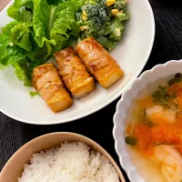 高野豆腐の肉巻きメインのお夕飯（タンパク質意識）大人用🌛|みーぬさん