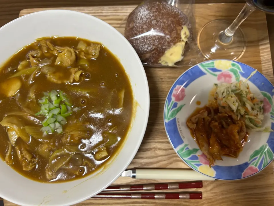 カレーうどんと昨日の残り|みやさん