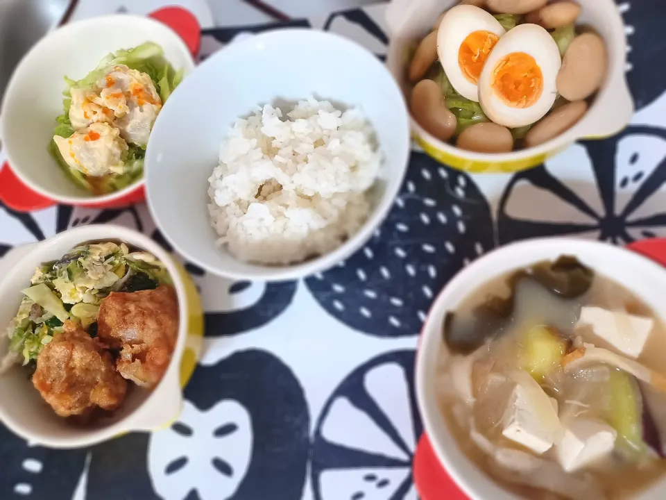 まりおさんの揚げない海老マヨとyummy 味玉でhappybirthday( ^-^)ノ∠※。.:*:・'°☆🎁🎂✨|ぽんすけさん