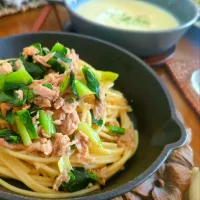 ツナと小松菜の和風パスタ🍝|さらママさん