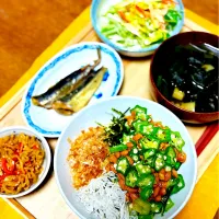 しらす納豆丼と鰯の生姜煮|きいろさん