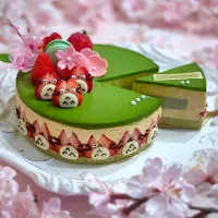 抹茶、黒胡麻、きなこのトトロケーキ🍰|AXさん