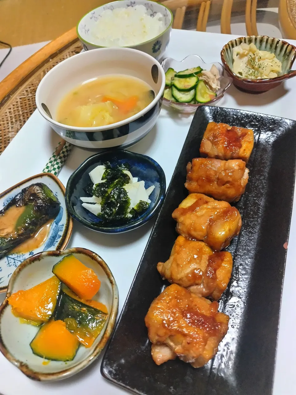 高野の肉巻き定食です✨ぎんさんのお料理ささみとズッキーニの梅ポン酢和えも添えて✨|rikako♪。.:＊さん