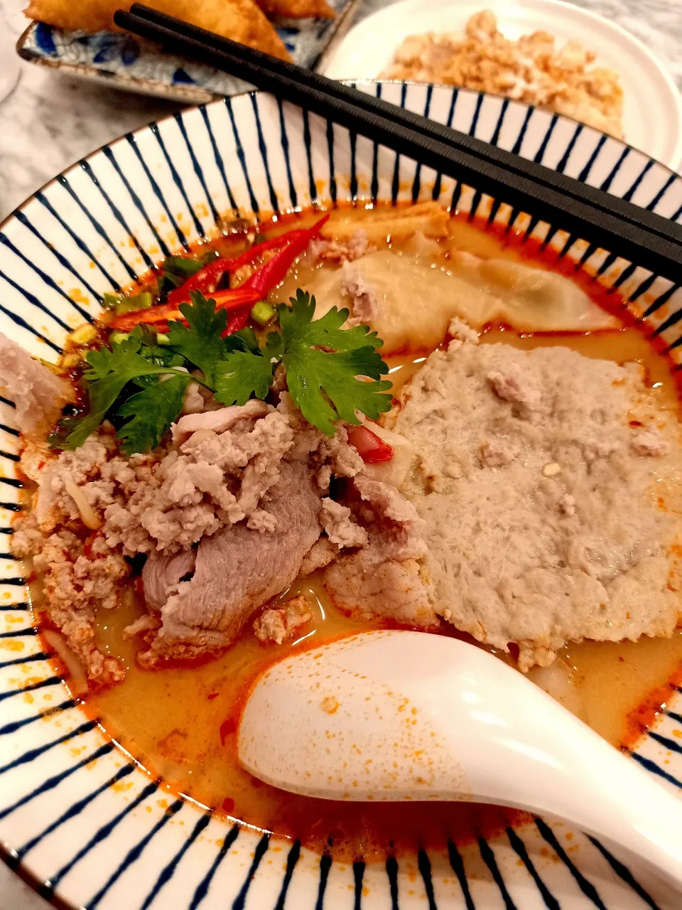 Spicy Tom Yum Noodle w/ Pork 🍜🌶️🌶️🤤|An'leeさん