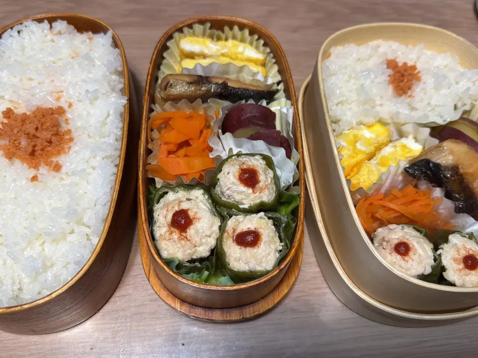 ピーマン🫑の肉詰め弁当🍱|ふみふみさん