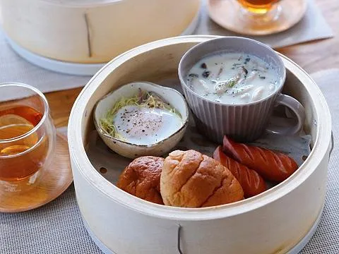 Snapdishの料理・レシピ写真:せいろのワンプレート（モーニングセット）｜ほっかほか♡ワンプレートせいろご飯