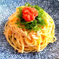 お家ランチは明太子クリームパスタ