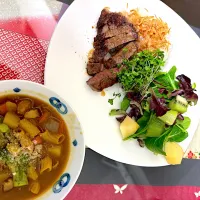 ステーキ丼とカレースープ|プクママさん