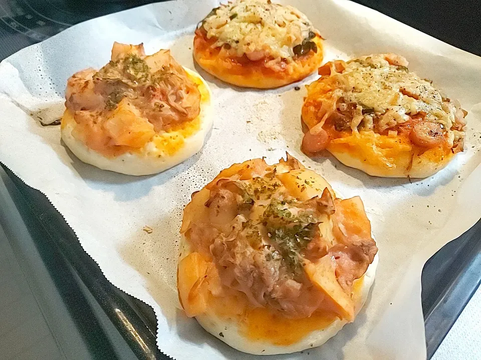 じゃがいもと舞茸の明太子クリームとピザ|Keiさん