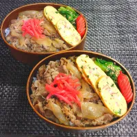 母とムスコのラブラブおソロ♪モリモリ!つゆぬき牛どーん弁当|からあげビールさん