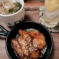 蓮根とえのきの肉巻き🍄青梗菜と豆腐の中華スープ🍲|gunlove❤さん