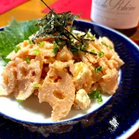 おかちさんの料理 れんこんの明太サラダ🍀|おかちさん