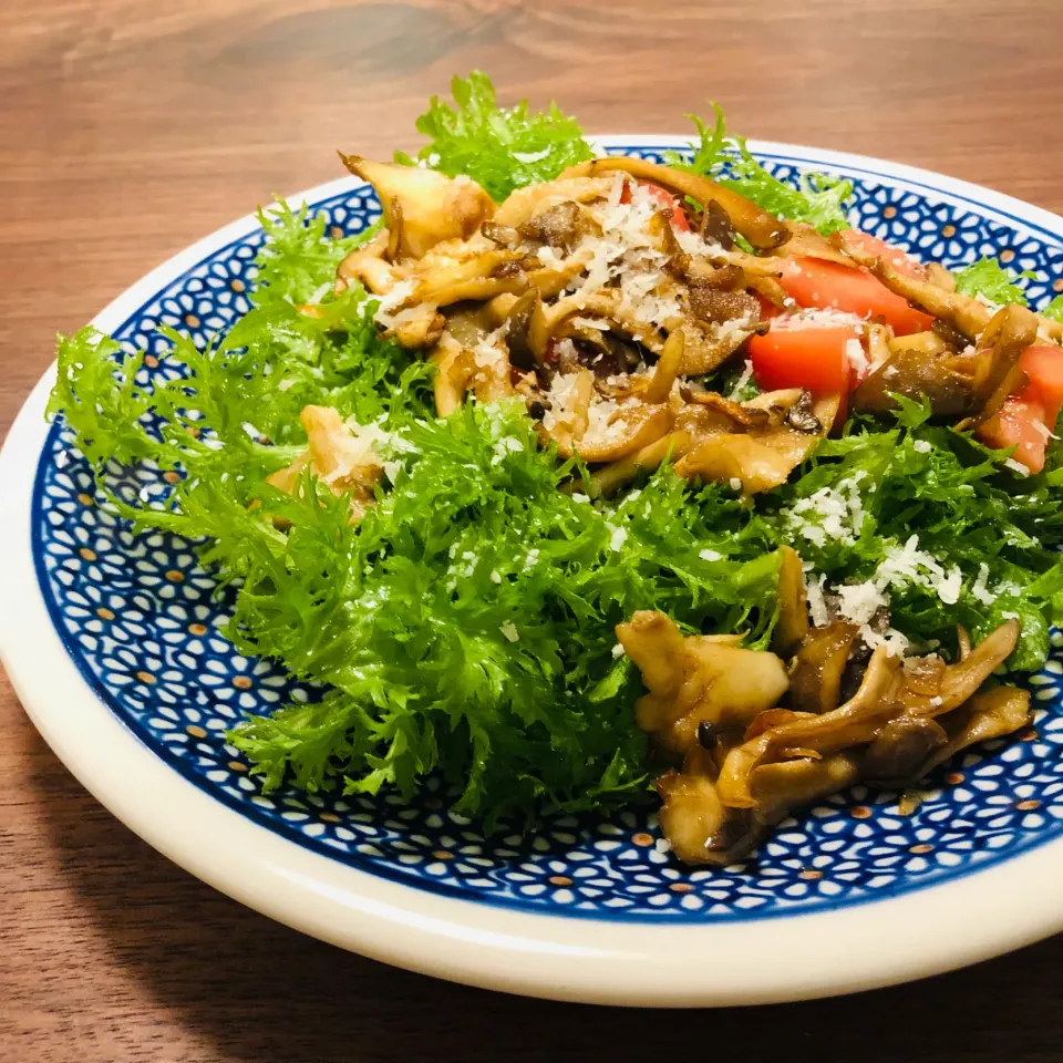 わさび菜ときのこサラダ|タロッカ主夫見習いさん