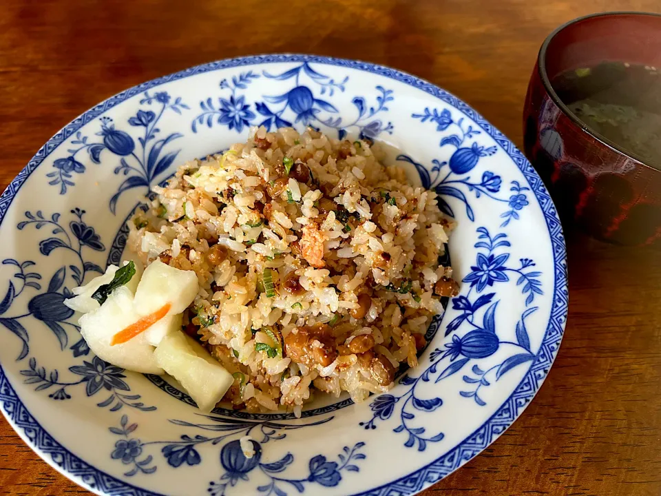 明太納豆炒飯にあとひきだいこん❤️|さんだーさん