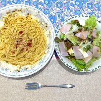 高菜パスタとサラダ|おしゃべり献立さん