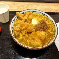 鶏天ふわ玉カレーうどん|しのぶさん