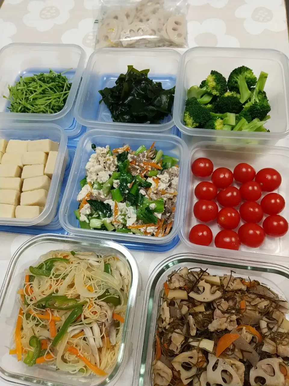 ☆今日の晩ごはん☆  糸昆布の煮物、白あえ、高野豆腐煮、ビーフン、酢れんこん、野菜たち|hamamaさん