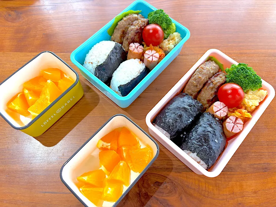 遠足のお弁当(ハンバーグ、にんじんしりしり、ツナポテトサラダ、ウインナー、ブロッコリー、トマト)|cocomikaさん