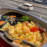 焼き野菜のイカスミカレーライス