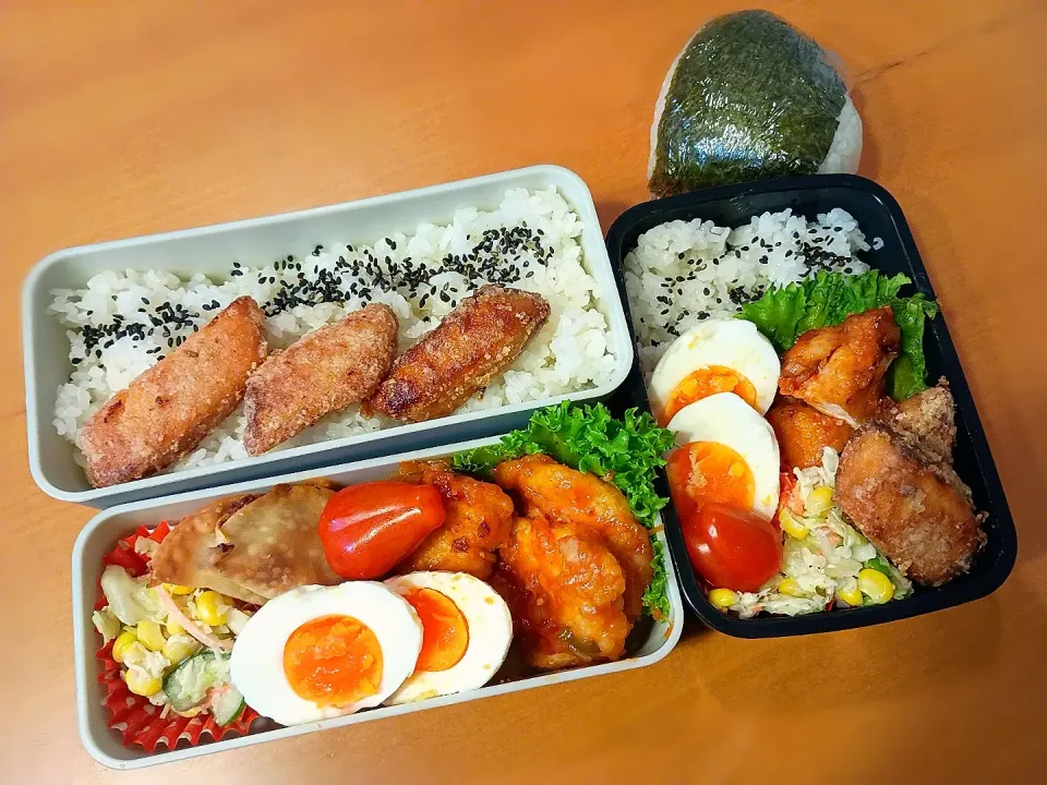 次男・私弁当&おにぎり|tamagomagomagoさん