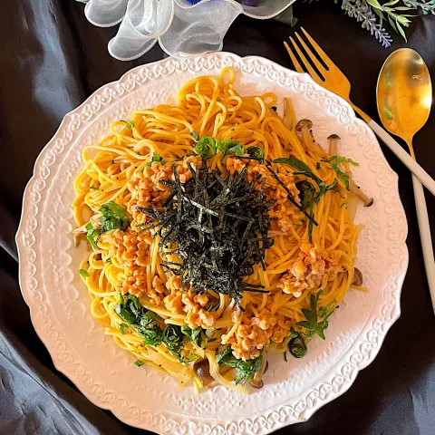 「めんつゆ」を使ってみたSnapdishの料理・レシピ写真:🌼はなちゃん🌼さんの料理 納豆パスタ❤︎和風パスタ❤︎ではなちゃん❤️お誕生日おめでとうございます🎂🎉