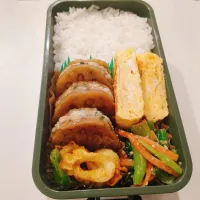 蓮根はさみ焼き弁当🌷|きゅーさん