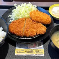 ■ロースかつ＆カニクリームコロッケ（1個）定食（ライス大盛）|マハロ菊池さん