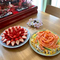 ＊ひな祭り🎎お花ちらし寿司＆苺のタルト風ケーキ🎂＊|＊抹茶＊さん