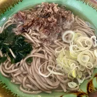 出汁(水出し昆布+鰹)から取った肉そば(水戻し乾麺)|tatsuponさん