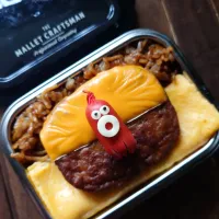 漢の…自分用🍱オムソバめしバーグ弁当