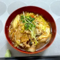 味噌キムチ鍋→キムチうどん（玉子入り）|morimi32さん