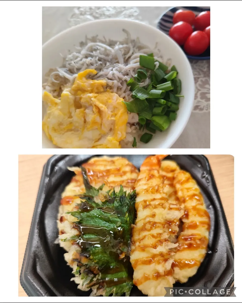 昨日今日の昼ごはん。(下は買った天丼)|m.rafuさん
