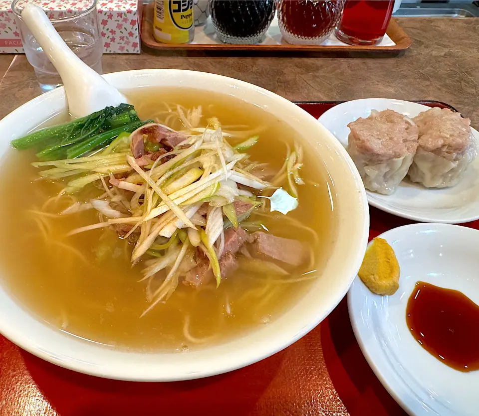 チャーシュウネギラーメンとシューマイ|流線形さん